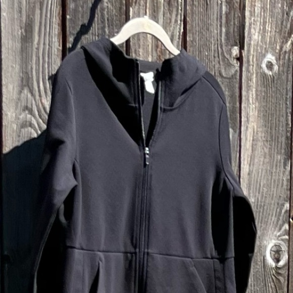 Danskin Now hooded long black jacket size 8/10 medium - Picture 3 of 16
